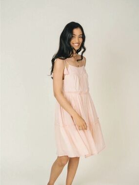 Jackson Rowe Fritz Dress Large Pink Tiered Boho Dress